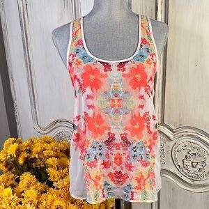 Candies Y2K Sheer Floral Print Women's Tank Top with Lovely Colors & Sequins